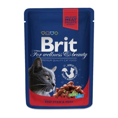 Brit Premium Wet Food Beef Stew & Peas for Adult Cats 80gm